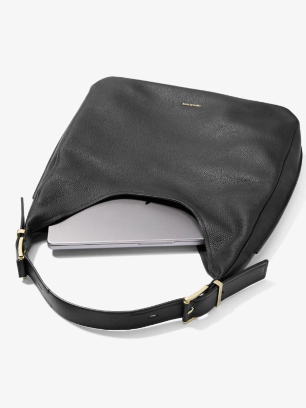 Michael Kors Black Pebbled Leather Hobo Shoulder Bag Gold-Tone Hardware Large